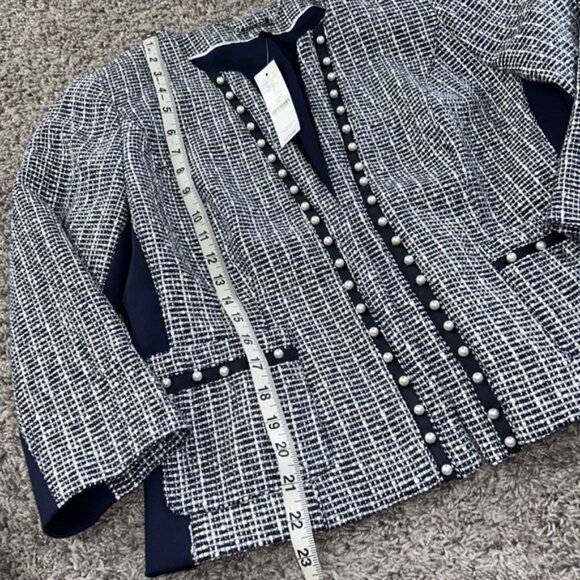 White House black market size 10 skirt suit blue Pearl ecru tweed skirt blazer - Picture 12 of 13